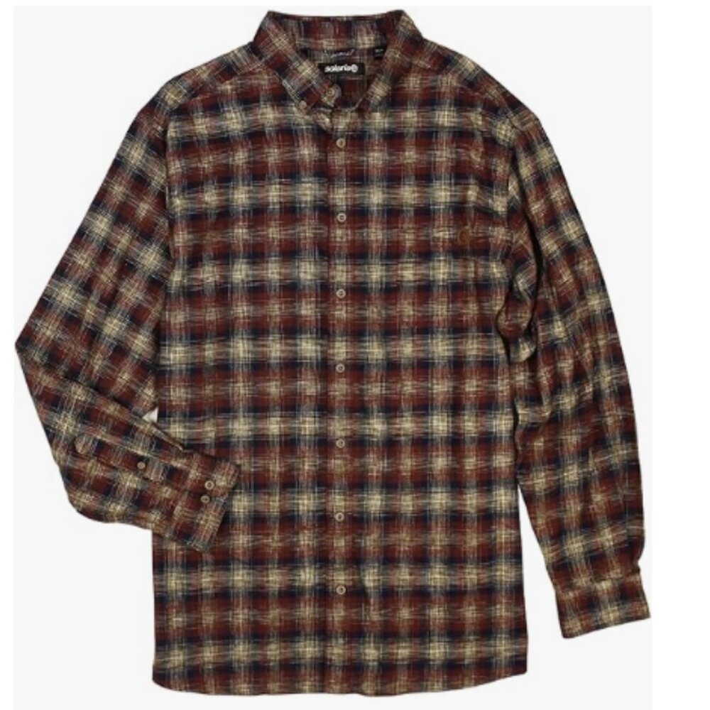 Solaris Outdoors Men's Space Dyed Plaid Long Sleeve Cotton Shirt Size 3XT NWT